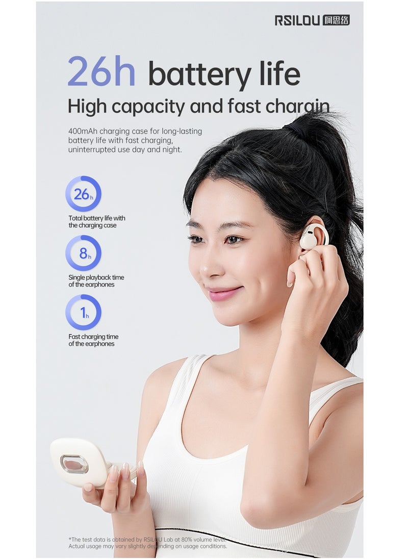 rsilou - OW03U OWS wireless Bluetooth Earbuds, Fully open wearable earphones , long-term comfort, memory recall for connections, it intelligently supports dual connections, dual microphones, noise reduction, smart touch control, voice assistants, answering phone calls, music control - Image 1
