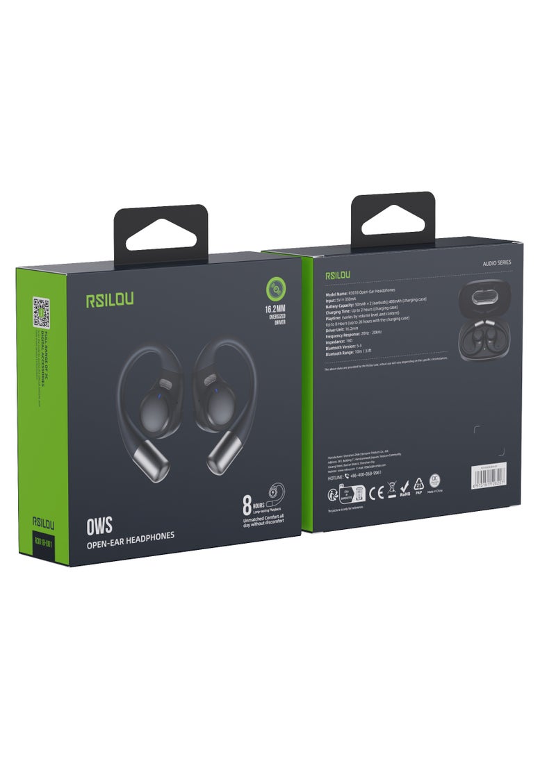 rsilou - OW03U OWS wireless Bluetooth Earbuds, Fully open wearable earphones , long-term comfort, memory recall for connections, it intelligently supports dual connections, dual microphones, noise reduction, smart touch control, voice assistants, answering phone calls, music control - Image 1