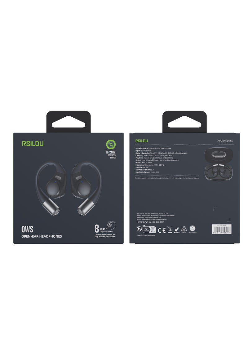 rsilou - OW03U OWS wireless Bluetooth Earbuds, Fully open wearable earphones , long-term comfort, memory recall for connections, it intelligently supports dual connections, dual microphones, noise reduction, smart touch control, voice assistants, answering phone calls, music control - Image 1