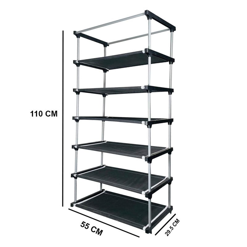 DEMARK® Multipurpose 6-Tiers Shoe Rack with Dustproof Zip Cover, Multiuse Wide Space Storage Rack Made by Non Woven Fabric for Footwear, Toys, Clothes (Black, DEMARK-6 Layer Shoe Rack) - Image 2