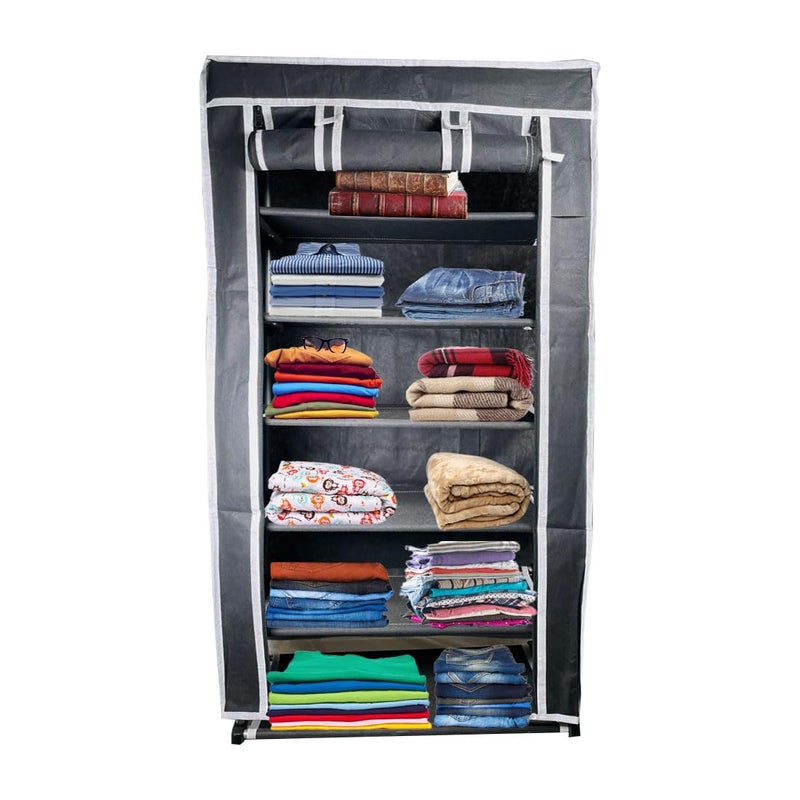 DEMARK® Multipurpose 6-Tiers Shoe Rack with Dustproof Zip Cover, Multiuse Wide Space Storage Rack Made by Non Woven Fabric for Footwear, Toys, Clothes (Black, DEMARK-6 Layer Shoe Rack) - Image 3
