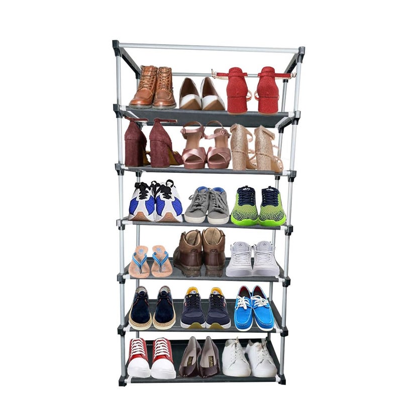 DEMARK® Multipurpose 6-Tiers Shoe Rack with Dustproof Zip Cover, Multiuse Wide Space Storage Rack Made by Non Woven Fabric for Footwear, Toys, Clothes (Black, DEMARK-6 Layer Shoe Rack) - Image 4