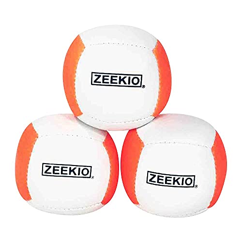 Zeekio Lunar Juggling Balls Set of 3 Professional UV Reactive 6Panel Balls Synthetic Leather Millet Filled 110g Each WhiteOrange - Image 1