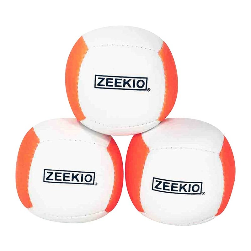 Zeekio Lunar Juggling Balls Set of 3 Professional UV Reactive 6Panel Balls Synthetic Leather Millet Filled 110g Each WhiteOrange - Image 3
