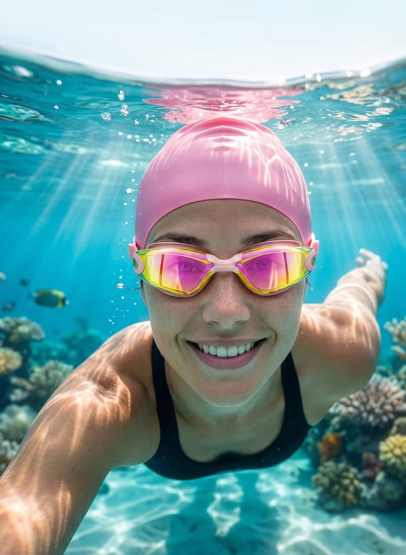 Ruili Premium Swimming Goggles with Silicone Cap, Nose Plugs & Ear Plugs for Men, Women & Teenagers, - Clear Vision, 180° Panoramic View, Polarized, Anti-Fog, UV Protection, Leak-Proof Eyewear - Image 4