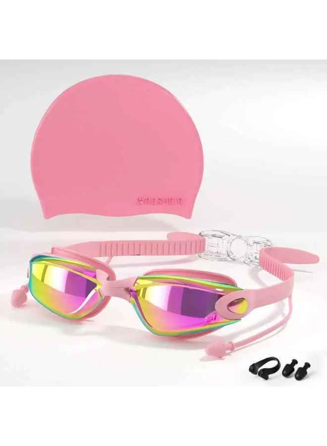 Ruili Premium Swimming Goggles with Silicone Cap, Nose Plugs & Ear Plugs for Men, Women & Teenagers, - Clear Vision, 180° Panoramic View, Polarized, Anti-Fog, UV Protection, Leak-Proof Eyewear - Image 1