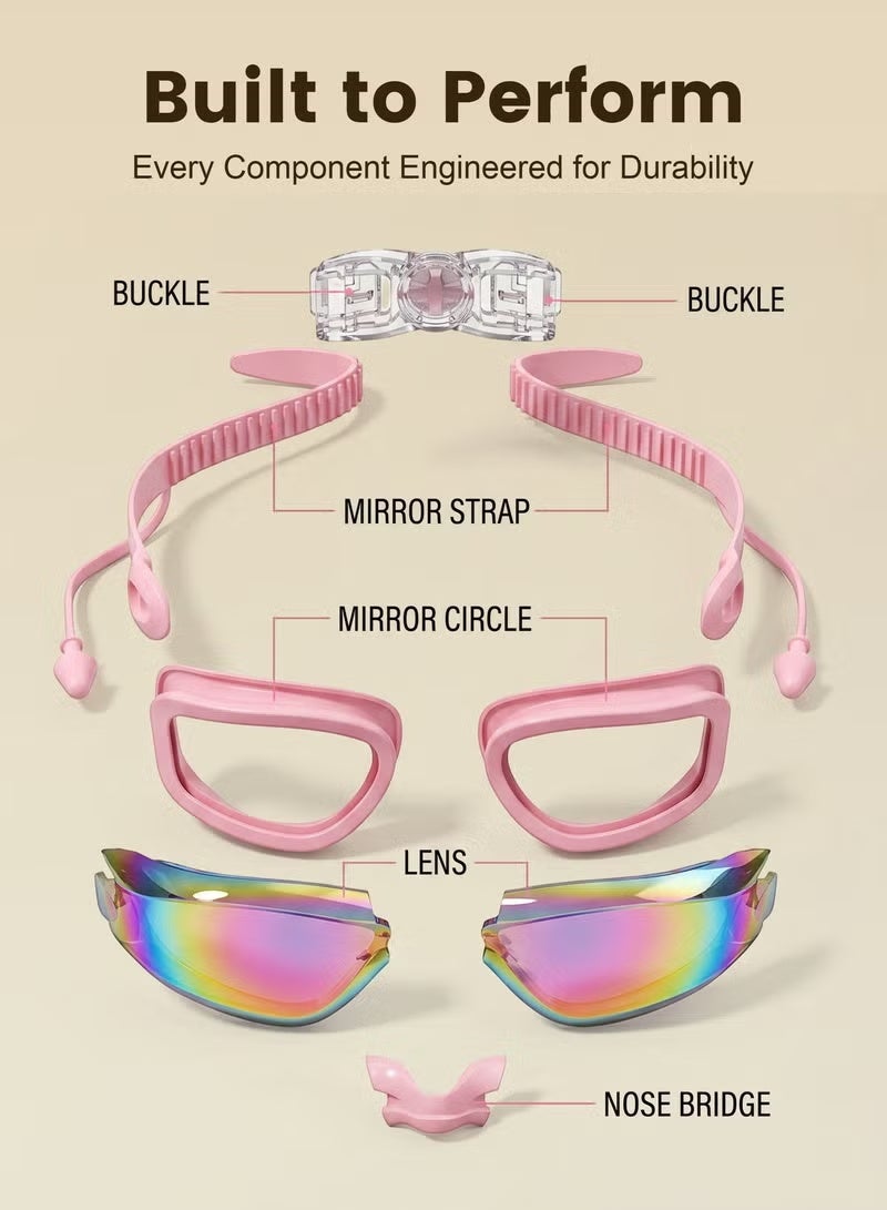 Ruili Premium Swimming Goggles with Silicone Cap, Nose Plugs & Ear Plugs for Men, Women & Teenagers, - Clear Vision, 180° Panoramic View, Polarized, Anti-Fog, UV Protection, Leak-Proof Eyewear - Image 2