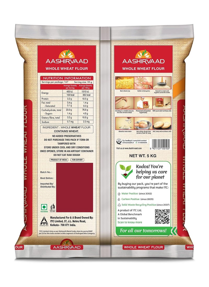 Aashirvaad Whole Wheat Flour Atta, 5Kg - Image 2