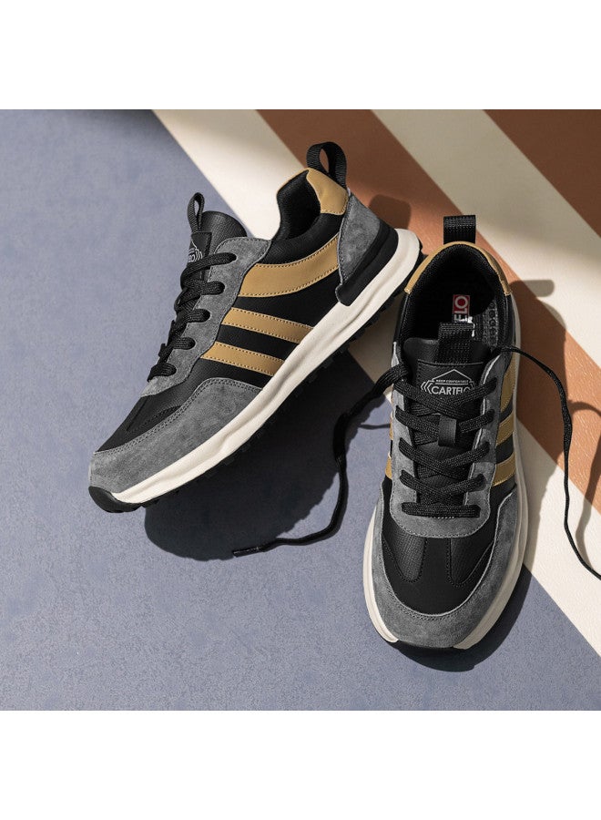 CARTELO Patchwork Pigskin】versatile Men's Retro Casual Shoes With Breathable Mesh And Hollow Design, Sports Casual Shoes For Men - Image 3