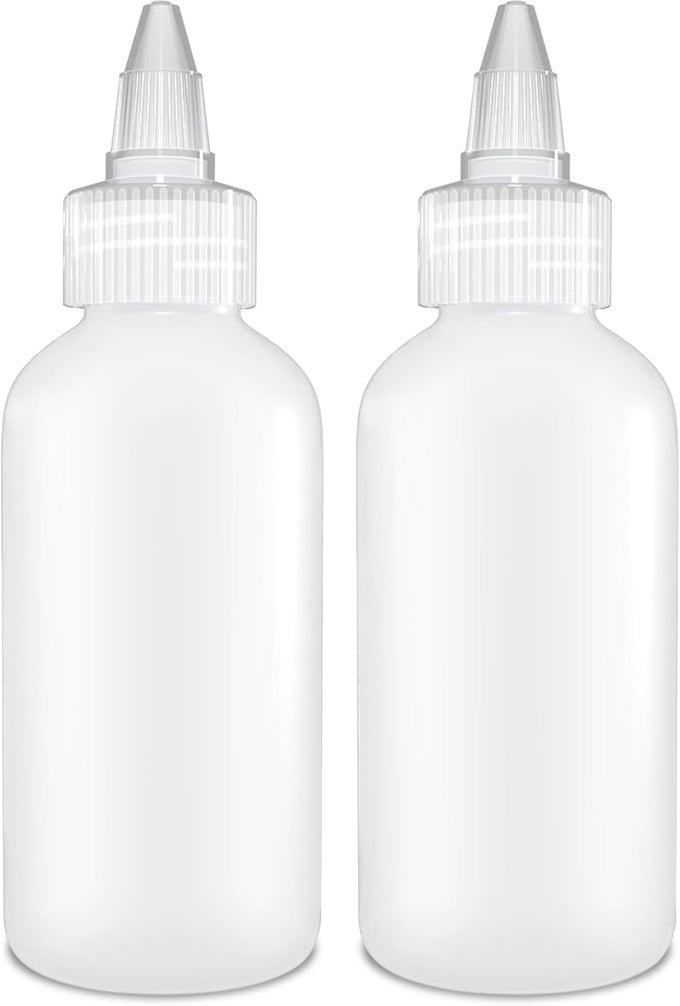 CONDIMENT SQUEEZE BOTTLES 4 OZ SQUIRT EMPTY BOTTLES CLEAR TWIST TOP CAP LEAK PROOF GREAT FOR KETCHUP MUSTARD SYRUP SAUCES DRESSING OIL ARTS CRAFTS BPAFREE PACK OF 2
