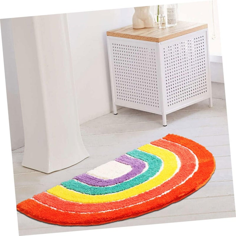 klarako 1pc Mat Rainbow Home Semicircle Bathroom Ground Living Non-slip for Floor Room Water Footcloth Absorbent - Image 3