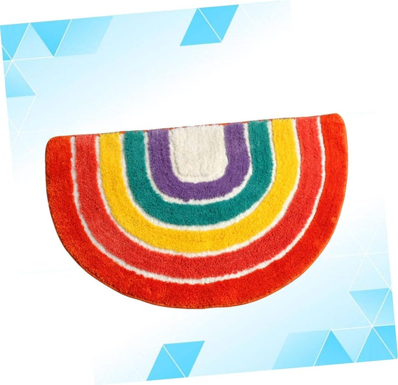 klarako 1pc Mat Rainbow Home Semicircle Bathroom Ground Living Non-slip for Floor Room Water Footcloth Absorbent - Image 5