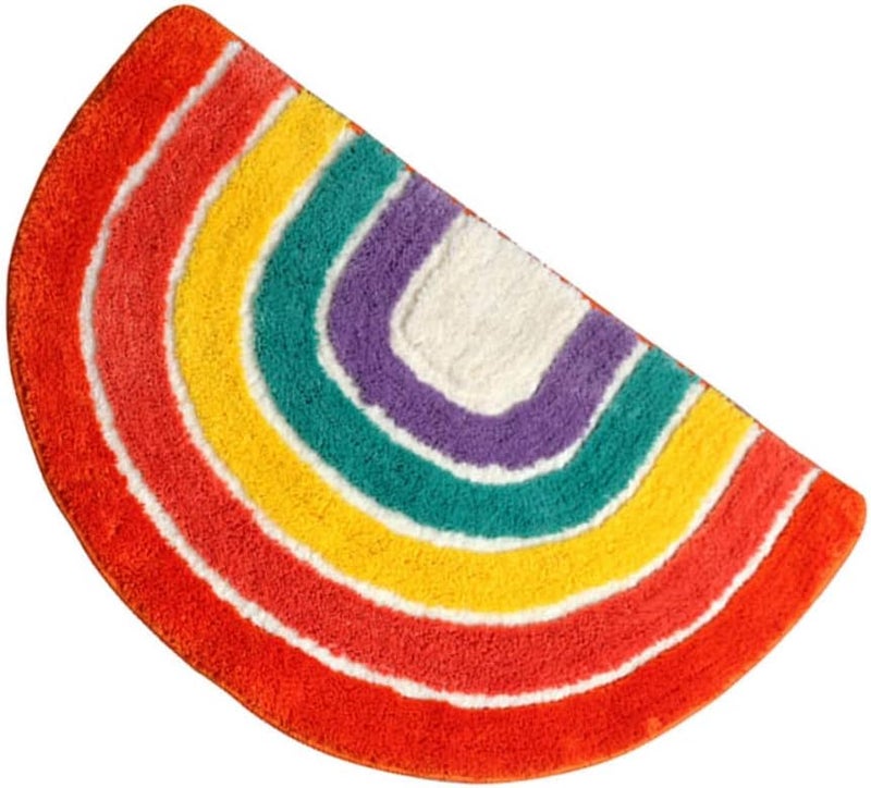 klarako 1pc Mat Rainbow Home Semicircle Bathroom Ground Living Non-slip for Floor Room Water Footcloth Absorbent - Image 1