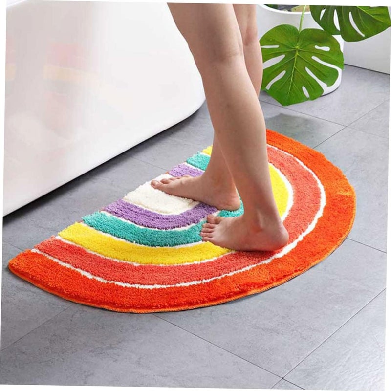 klarako 1pc Mat Rainbow Home Semicircle Bathroom Ground Living Non-slip for Floor Room Water Footcloth Absorbent - Image 4