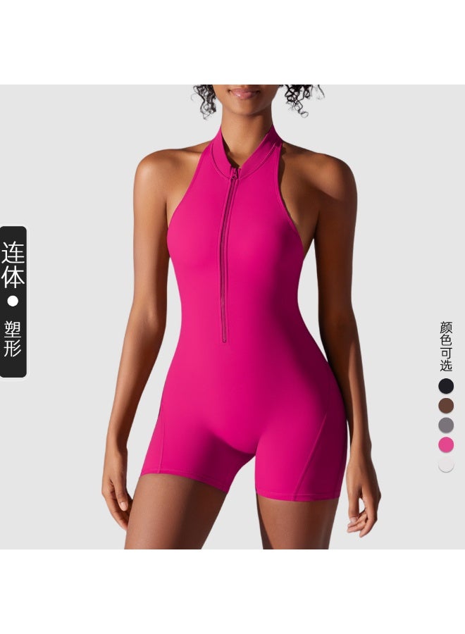 Sports Jumpsuit Women Gym Rompers Sleeveless Sportswear Bodysuits Women Zipper One-Piece Suit Yoga Clothing  - Image 1