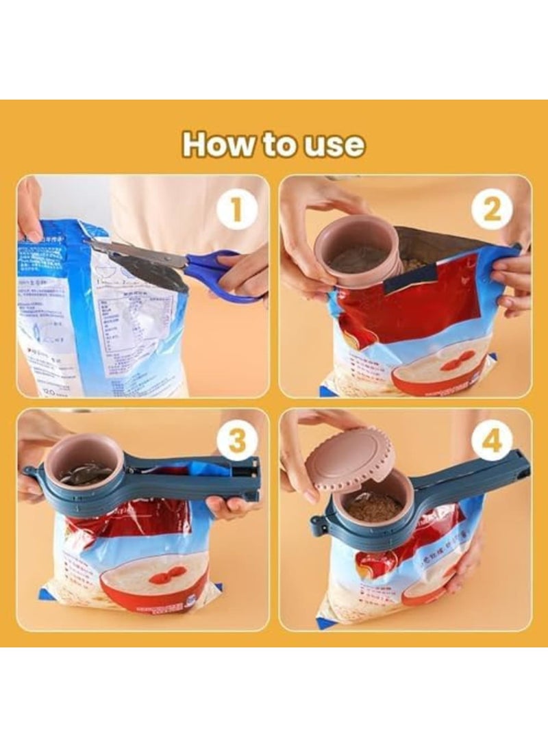 SYOSI Food Bag Sealing Clips with Pour Spout - 2 Pack Airtight Storage Clamps for Cereal/Dog Food/Flour/Snacks, Reusable Bag Sealers for Pantry & Kitchen (Large) - Image 2