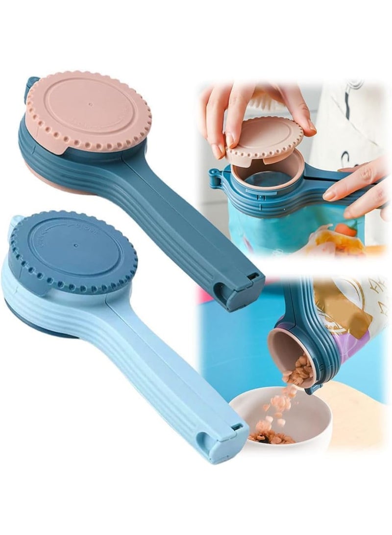 SYOSI Food Bag Sealing Clips with Pour Spout - 2 Pack Airtight Storage Clamps for Cereal/Dog Food/Flour/Snacks, Reusable Bag Sealers for Pantry & Kitchen (Large) - Image 1