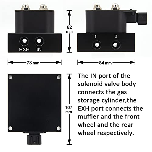 ZHSYMX Universal Air Ride Suspension Manifold Solenoid Valve 1/4 NPT 12V Air Ride Suspension Manifold Bag Controller Valve Pneumatic Shock Absorber With Control Box and Remote(0-200psi) - Image 3