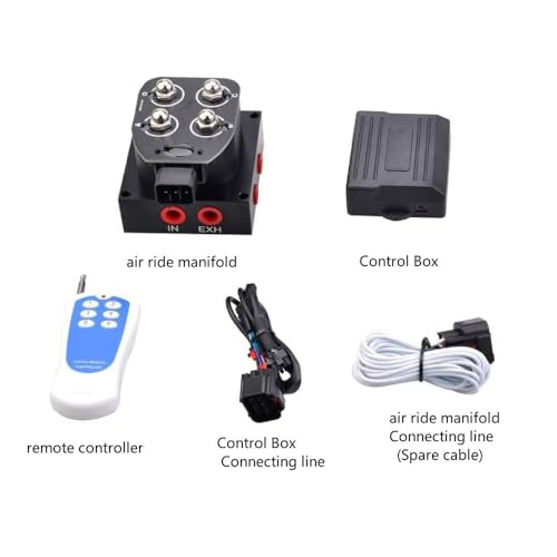 ZHSYMX Universal Air Ride Suspension Manifold Solenoid Valve 1/4 NPT 12V Air Ride Suspension Manifold Bag Controller Valve Pneumatic Shock Absorber With Control Box and Remote(0-200psi) - Image 2