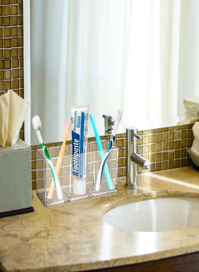 Tbestmax Makeup Brush Holder Organizer Clear Cosmetic Brushes Container Storage 3 Slots - Great for Vanity - Image 3