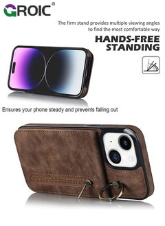 GROIC For iPhone 15 Plus 6.7 Inch Case Flip Wallet Case with 5 Cards Holder and Zipper Purse, PU Leather Magnetic Buttons Ring Stand with Card Holder [RFID Blocking] Flip Shell for iPhone 15 Plus Cover  - Image 5