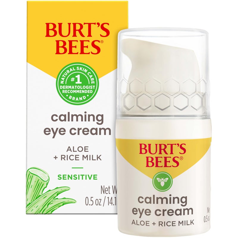 Burt's Bees Calming Eye Cream With Aloe and Rice Milk, Moisturizes Without Causing Redness or Irritation, 98.7 Percent Natural Origin Skin Care, 0.5 oz. Bottle - Image 1