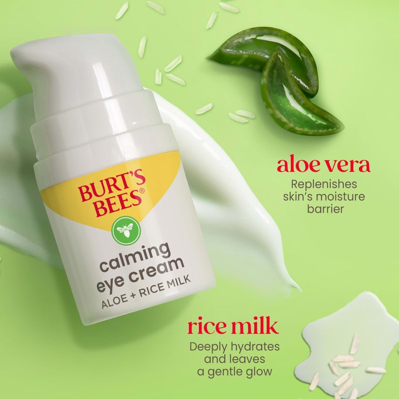 Burt's Bees Calming Eye Cream With Aloe and Rice Milk, Moisturizes Without Causing Redness or Irritation, 98.7 Percent Natural Origin Skin Care, 0.5 oz. Bottle - Image 4
