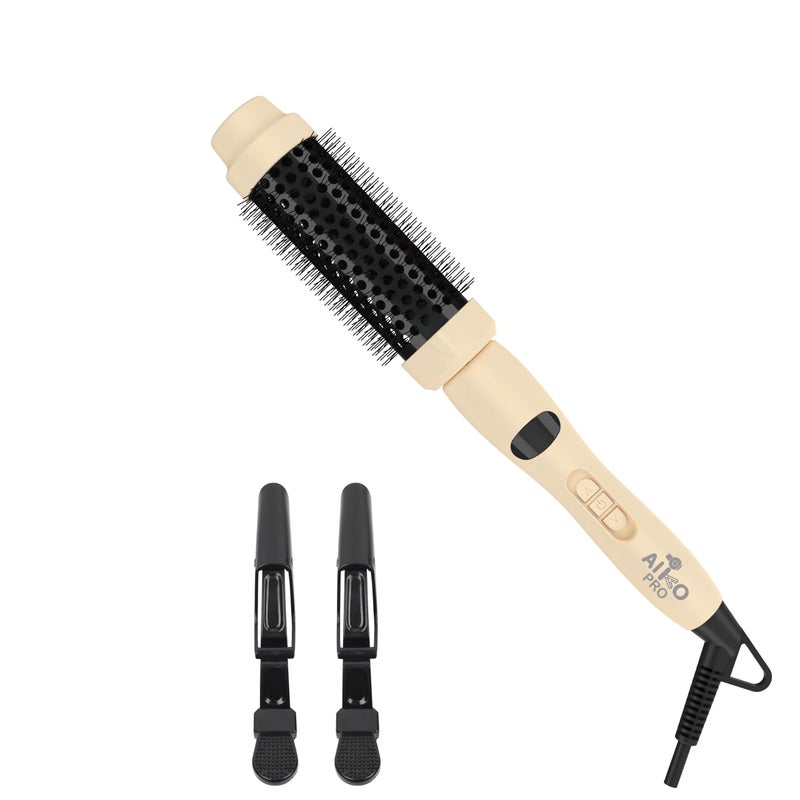 AIKO PRO Ionic Thermal Brush for Blowout Styling 15 Inch Ceramic Heated Round Brush Makes Hair Shiny Smooth Hot Curling Iron for Natural and Voluminous Curls Easy to Use Dual Voltage