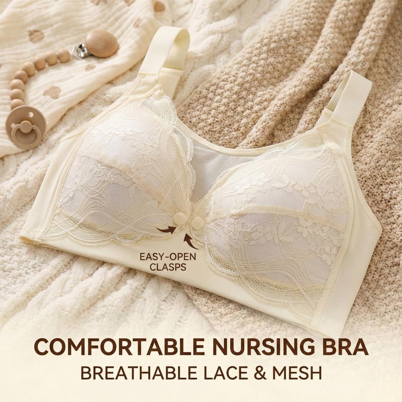 Celary Lightly Padded Nursing Bra for Women - Soft Cotton Front Open Maternity Bra with Lace Design - Image 5