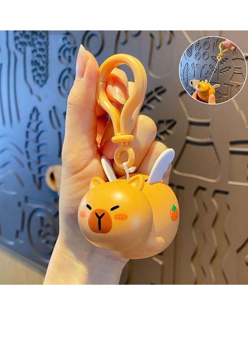 Generic Funny Pull-String Flying Capybara Keychain,Pullback String Flying Backpack Pendant Charms,Car Hanging Pendant  - Image 2