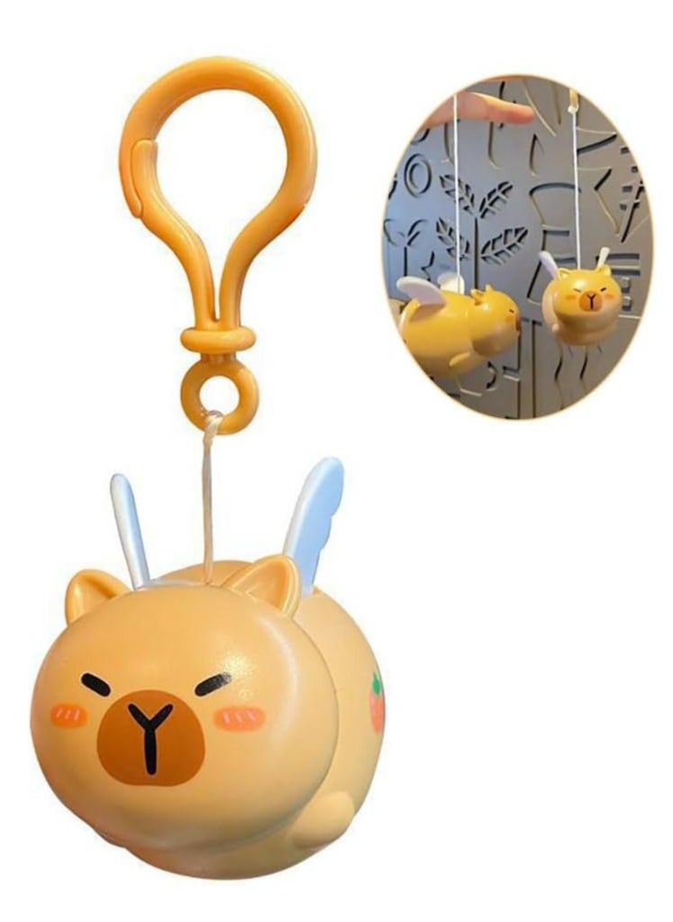 Generic Funny Pull-String Flying Capybara Keychain,Pullback String Flying Backpack Pendant Charms,Car Hanging Pendant  - Image 1