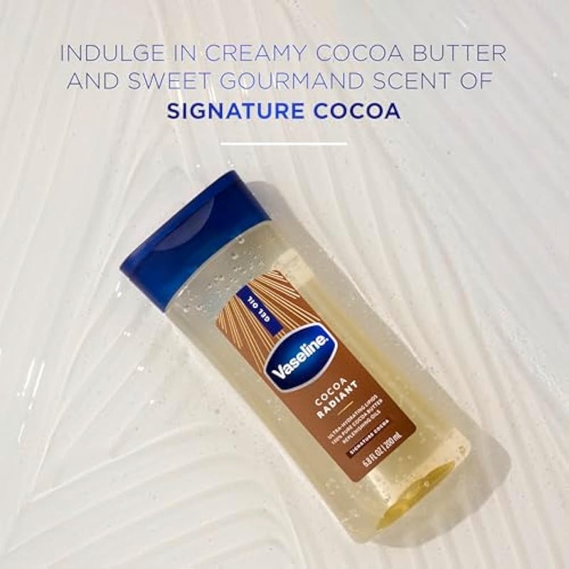 Vaseline Intensive Care Cocoa Radiant For Glowing Skin 3 Count Body Gel Oil Body Oil Made with 100% Pure Cocoa Butter + Replenishing Oils 6.8oz - Image 3