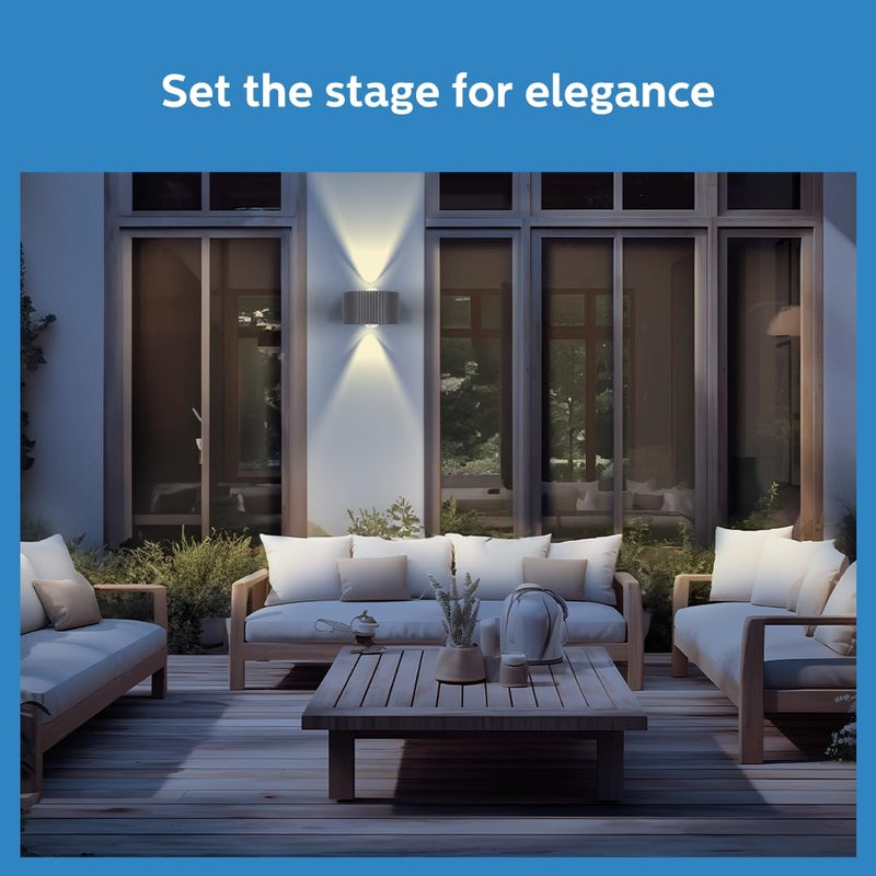 PHILIPS 10W Round decorative Wall Light | Lucent Outdoor Wall Light for Decoration | Colour : Warm White, Pack of 2 - Image 4