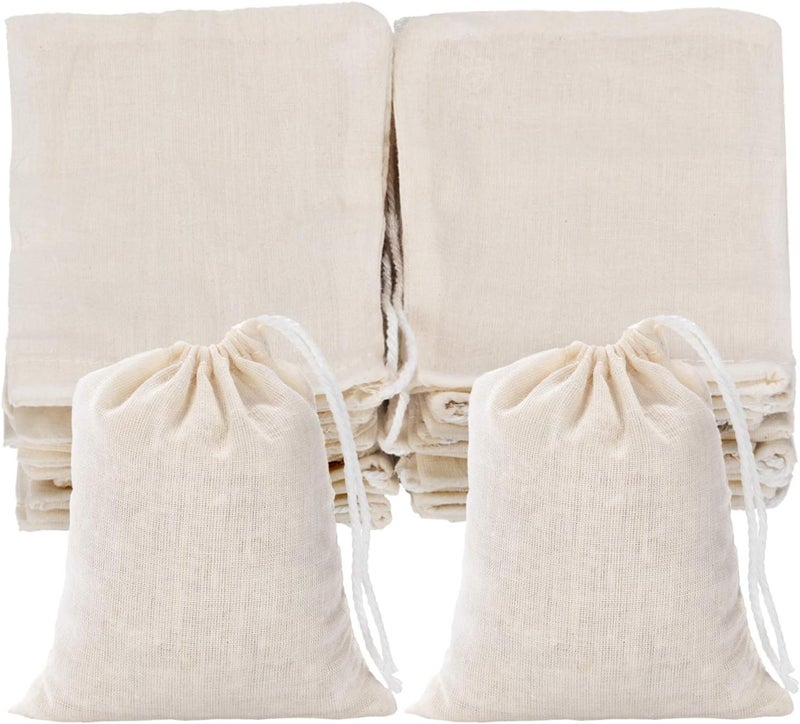 Tatuo 50 Pieces Drawstring Bags Muslin Bag Sachet Bag for Home Supplies (3 by 4 Inches) - Image 1