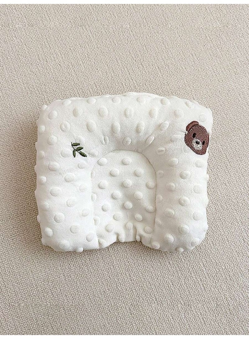 Baby Head Shaping Pillow 25 × 20 cm – Soft Newborn Support Cushion with Bear Embroidery, Anti-Flat Head Design, Breathable Comfortable Pillow for Infants and Toddlers Sleeping Support - Image 1