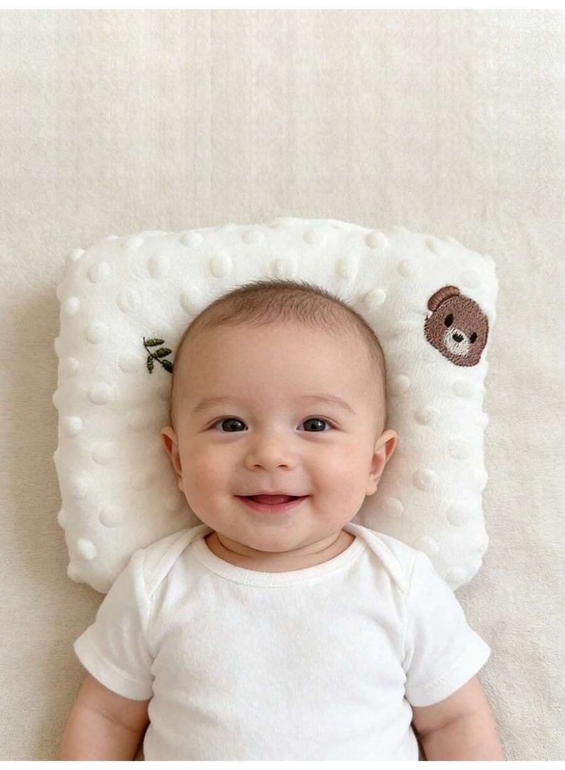 Baby Head Shaping Pillow 25 × 20 cm – Soft Newborn Support Cushion with Bear Embroidery, Anti-Flat Head Design, Breathable Comfortable Pillow for Infants and Toddlers Sleeping Support - Image 4