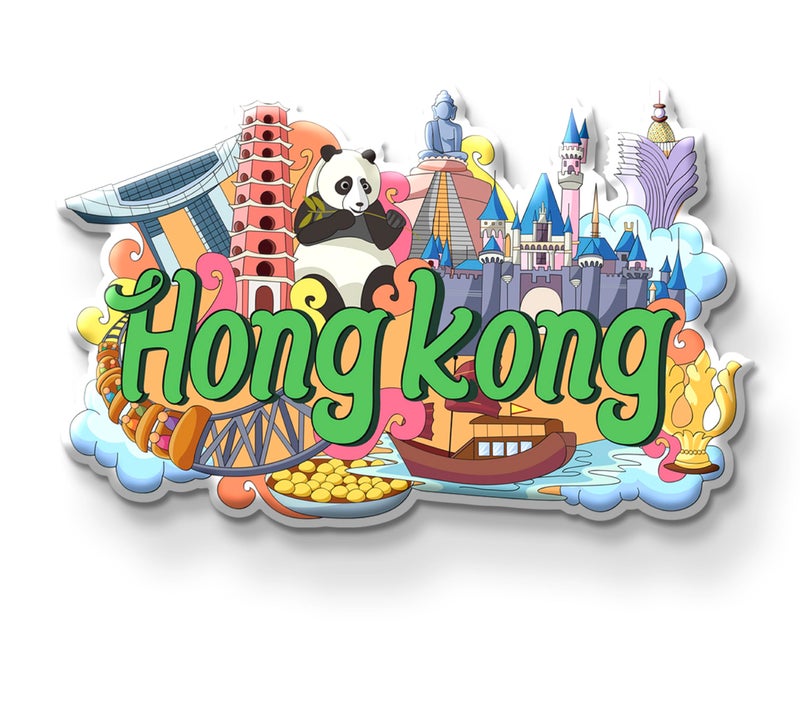 Nivaraprint Hong Kong Country Theme Souvenir Wooden Fridge Magnet for Refrigerator - Hong Kong Printed Stylish Magnet for Fridge Decoration - Image 1