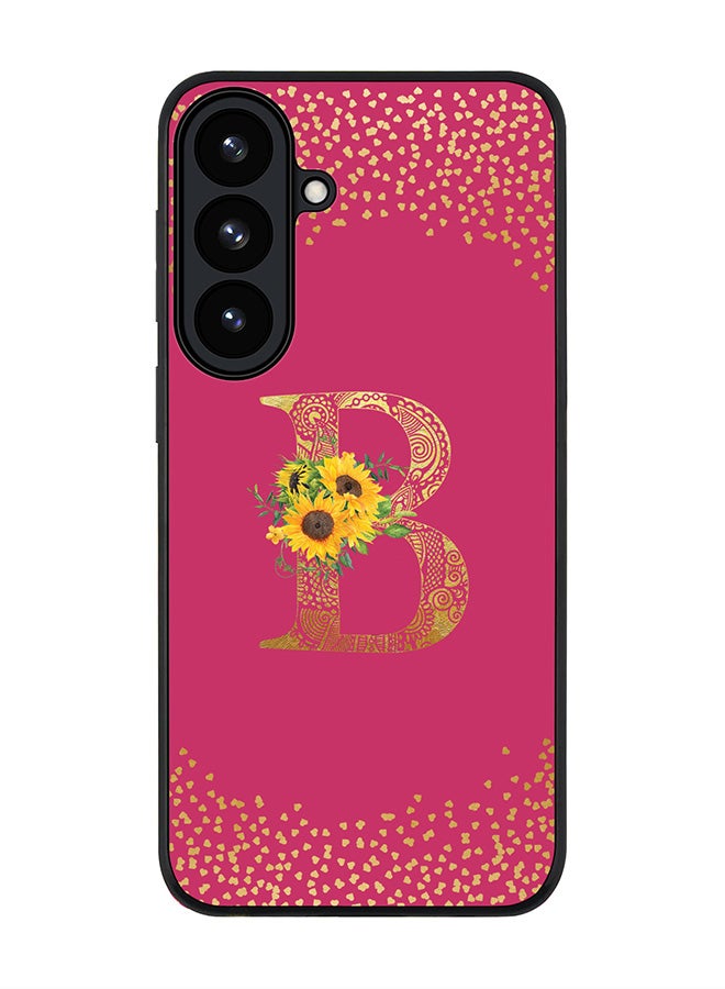 For Samsung Galaxy S26 Plus Case,Slim fit Camera Protection, Shockproof Thin Phone cover  - Custom Floral Monogram - B ( Deep Pink )