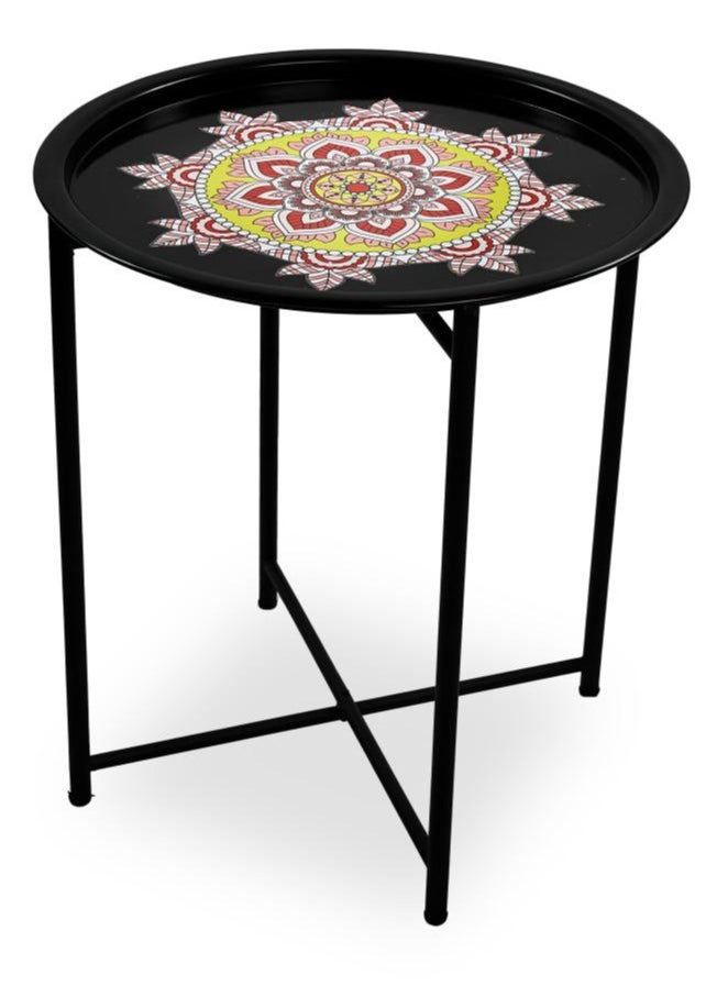 FOLDABLE METAL TABLE CONSISTS OF ROUND TRAY AND BLACK STAND FOR THE LIVING ROOM (DIAMETER 46CM, HEIGHT 51CM) BLACK GEOMETRIC PATTERN COLOR - pzsku/Z41738563D4BCFBCED3F3Z/45/_/1716315912/eaf96b9a-f951-48ed-b148-974d7b5b7d5a