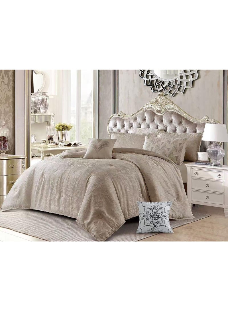 Comforter set Pattern Tufted Soft & Breathable Microfiber king size 6pcs, Embroidered Textured Bedding Set