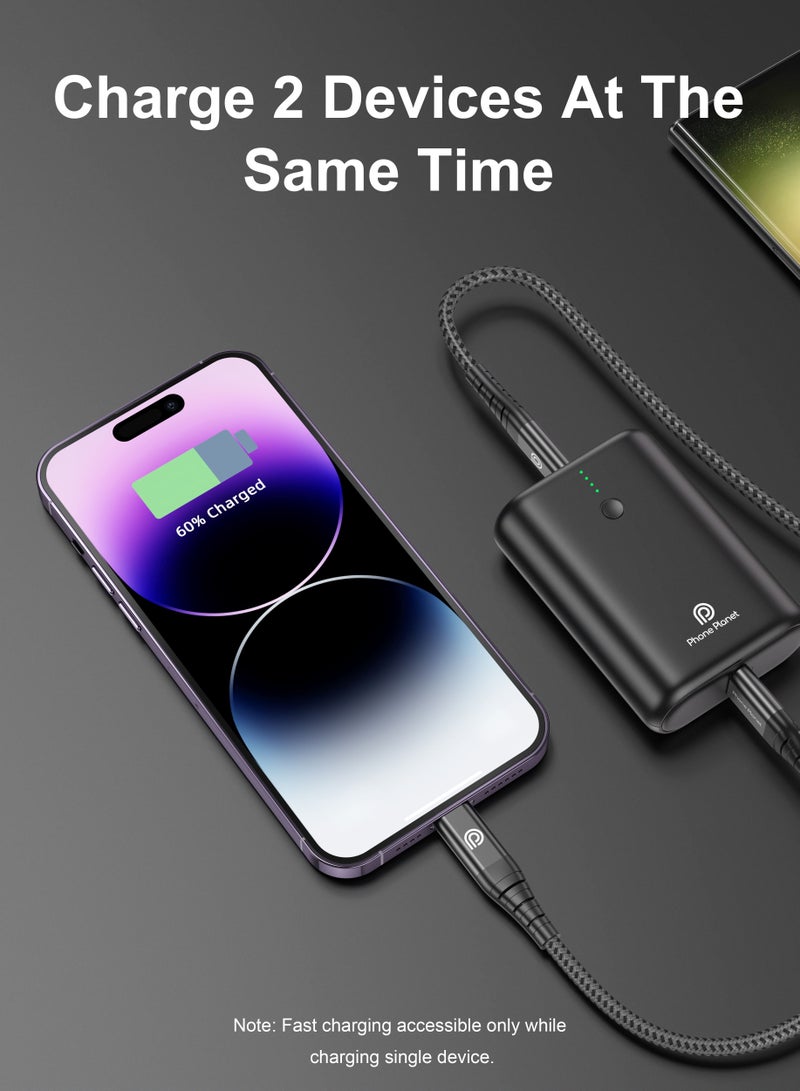 10000 mAh Power 10K Slim And Powerful Portable Battery With Two USB-A Port Outputs And One USB-C PD Input 12 watt Black