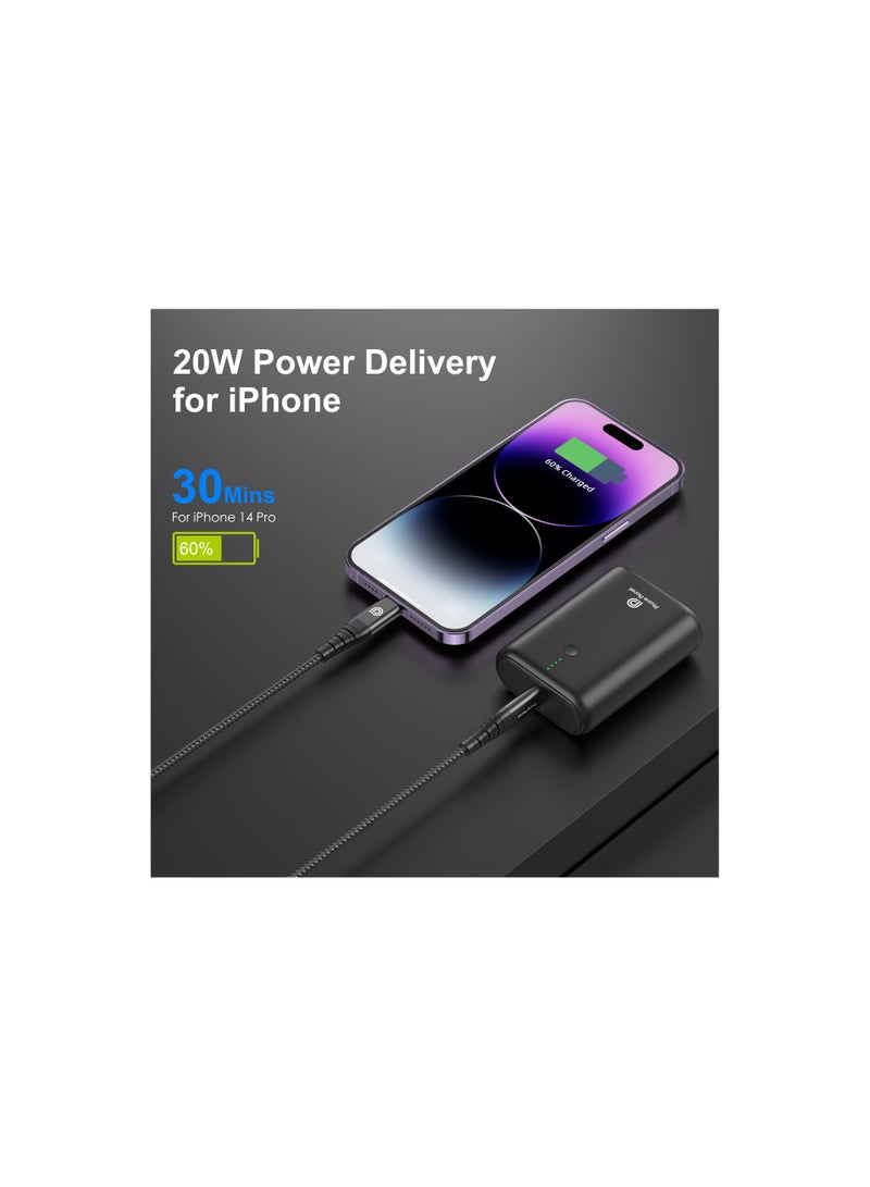 10000 mAh Power 10K Slim And Powerful Portable Battery With Two USB-A Port Outputs And One USB-C PD Input 12 watt Black