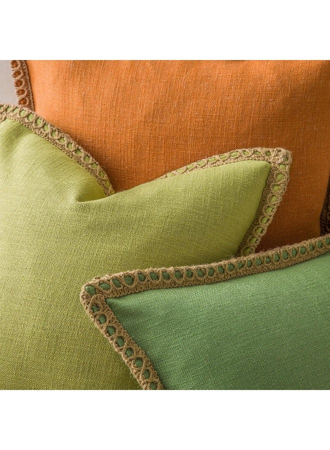 Phantoscope Phantoscope Pack of 2 Farmhouse Decorative Throw Decorative Pillow Cover Burlap Linen Pillow Covers Trimmed Tailored Edges Green Plain 12 x 20 inches 30 x 50 cm  - Image 3