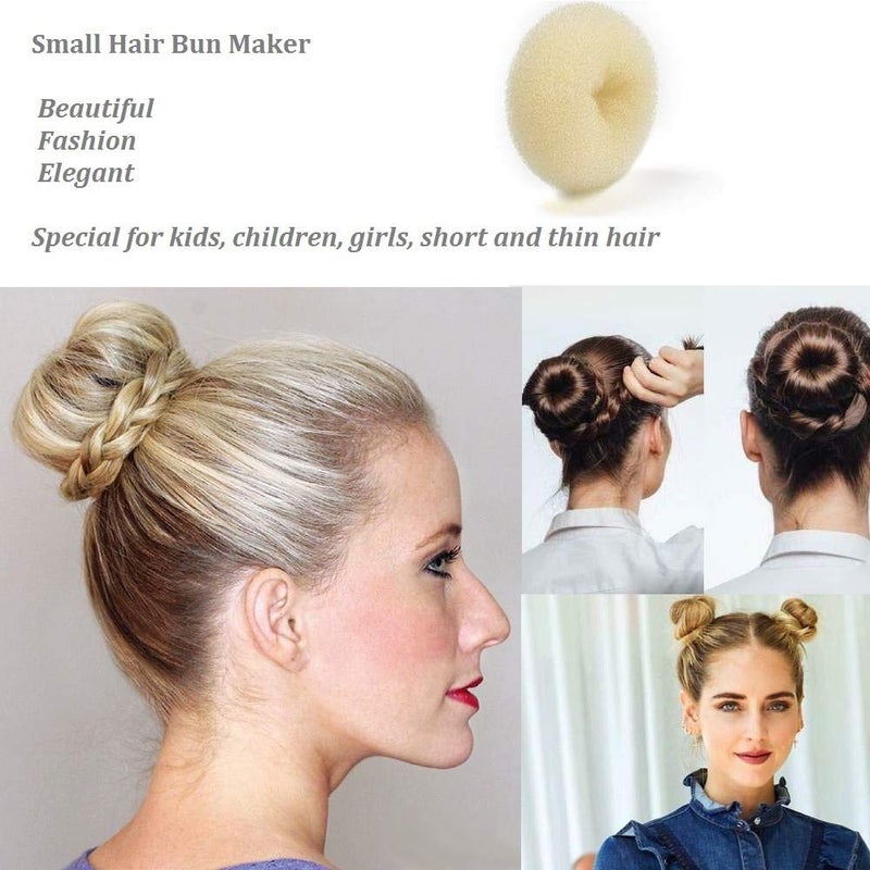 SQULIGT Mini Chignon Donut Hair Shaper, 6 PCS Bun Makers for Short and Thin Hair, 2 Inch Beige Bun Forms for Kids & Girls - Image 3