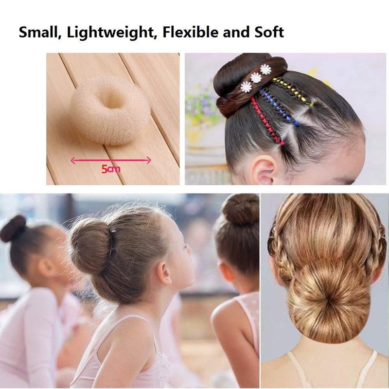 SQULIGT Mini Chignon Donut Hair Shaper, 6 PCS Bun Makers for Short and Thin Hair, 2 Inch Beige Bun Forms for Kids & Girls - Image 2