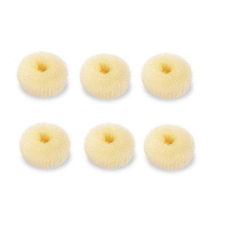 SQULIGT Mini Chignon Donut Hair Shaper, 6 PCS Bun Makers for Short and Thin Hair, 2 Inch Beige Bun Forms for Kids & Girls - Image 1