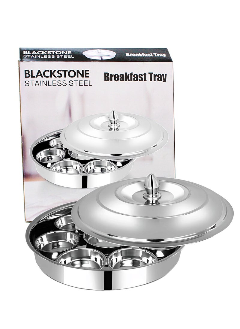 BLACKSTONE Stainless Steel Breakfast Tray 8 Bowl Sets With Stainless Steel Lid (42cm)  - Image 1