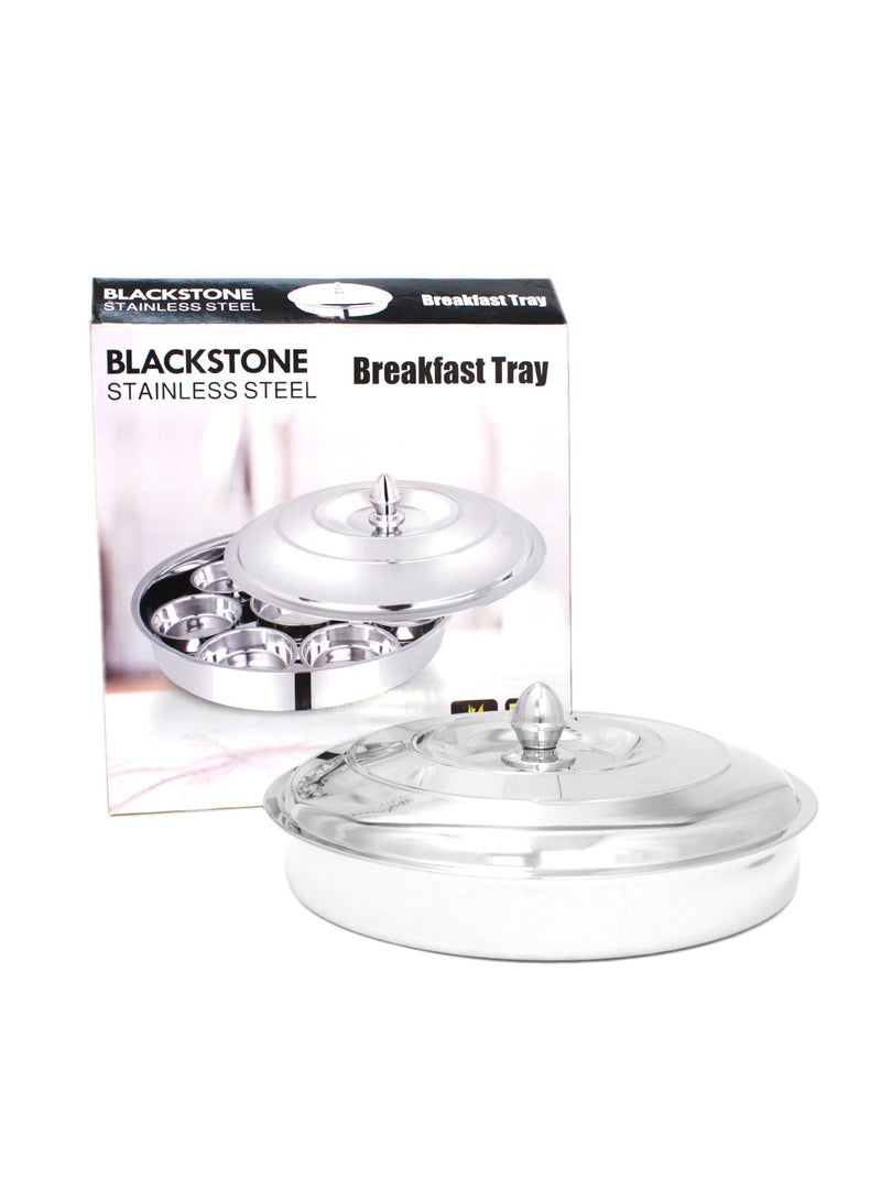 Stainless Steel Breakfast Tray 8 Bowl Sets With Stainless Steel Lid (42cm)