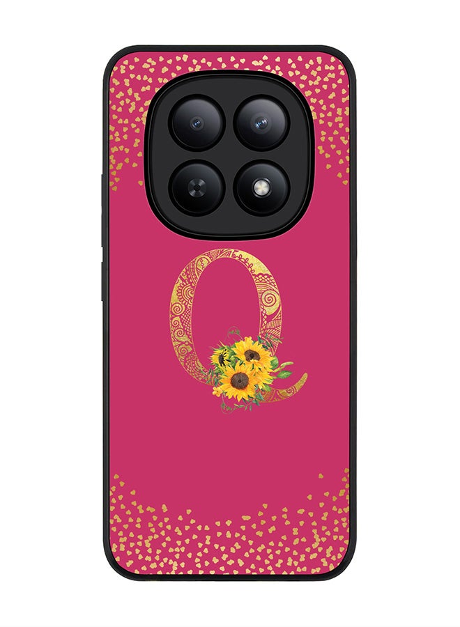 For Xiaomi Redmi Note 15 5G / Poco M8 Case,Slim fit Camera Protection, Shockproof Thin Phone cover  - Custom Floral Monogram - Q ( Deep Pink )