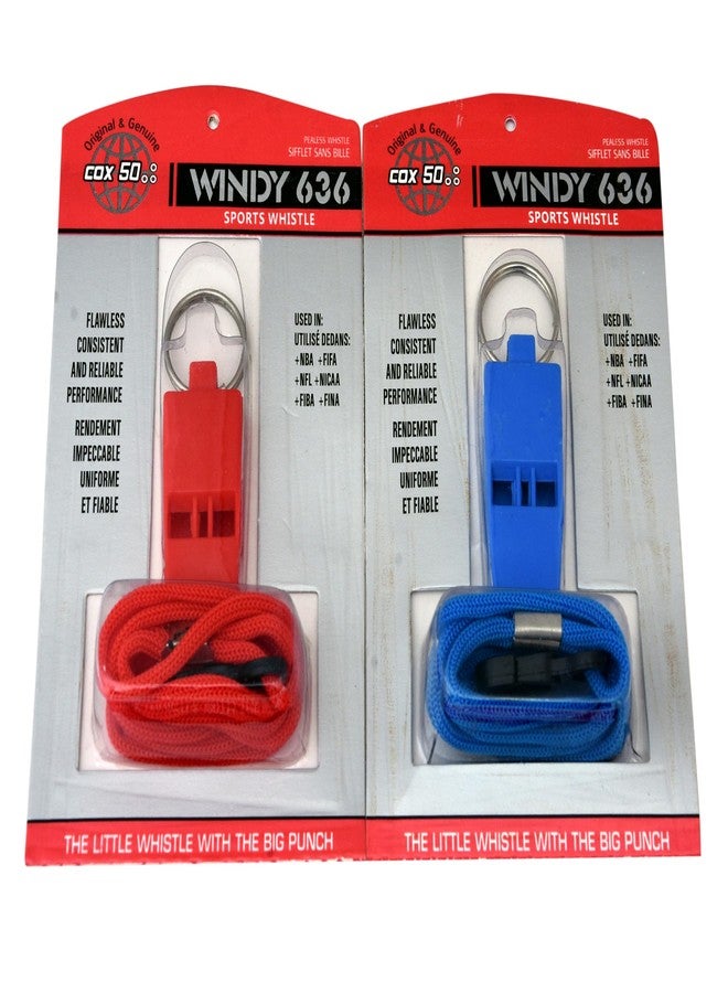 COX 50 Windy 636 Sports Whistle with Lanyard | Loud Referee & Coach Whistle for Sports, Outdoor, Emergency Use | Multicolour Pack of 4 - Image 4